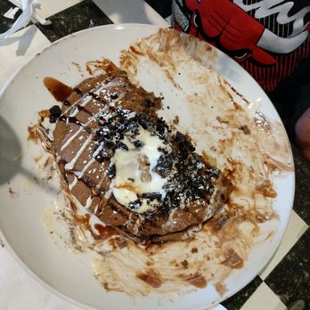 Madison Park Kitchen - I forgot to take the photo before we ate half of the chocolate chocolate chip pancakes. - Breakfast & Brunch Near Me - Forest Park, Illinois Madison Park Kitchen - I forgot to take the photo before we ate half of the chocolate chocolate chip pancakes. - Breakfast & Brunch Near Me - Forest Park, Illinois