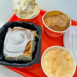 PEACH COBBLER, CINNAMON ROLL, BANANA PUDDING PEACH COBBLER, CINNAMON ROLL, BANANA PUDDING