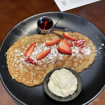 Virtue + Vice - Matcha and strawberry pancakes with coconut whipped cream - Cocktail Bars Near Me - Danville, California
