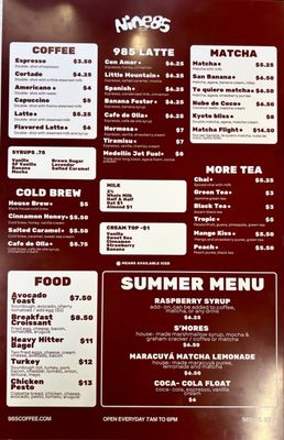 Menu photo 2 Nine Eight Five Coffee San Bernardino, CA Menu photo 2 Nine Eight Five Coffee San Bernardino, CA