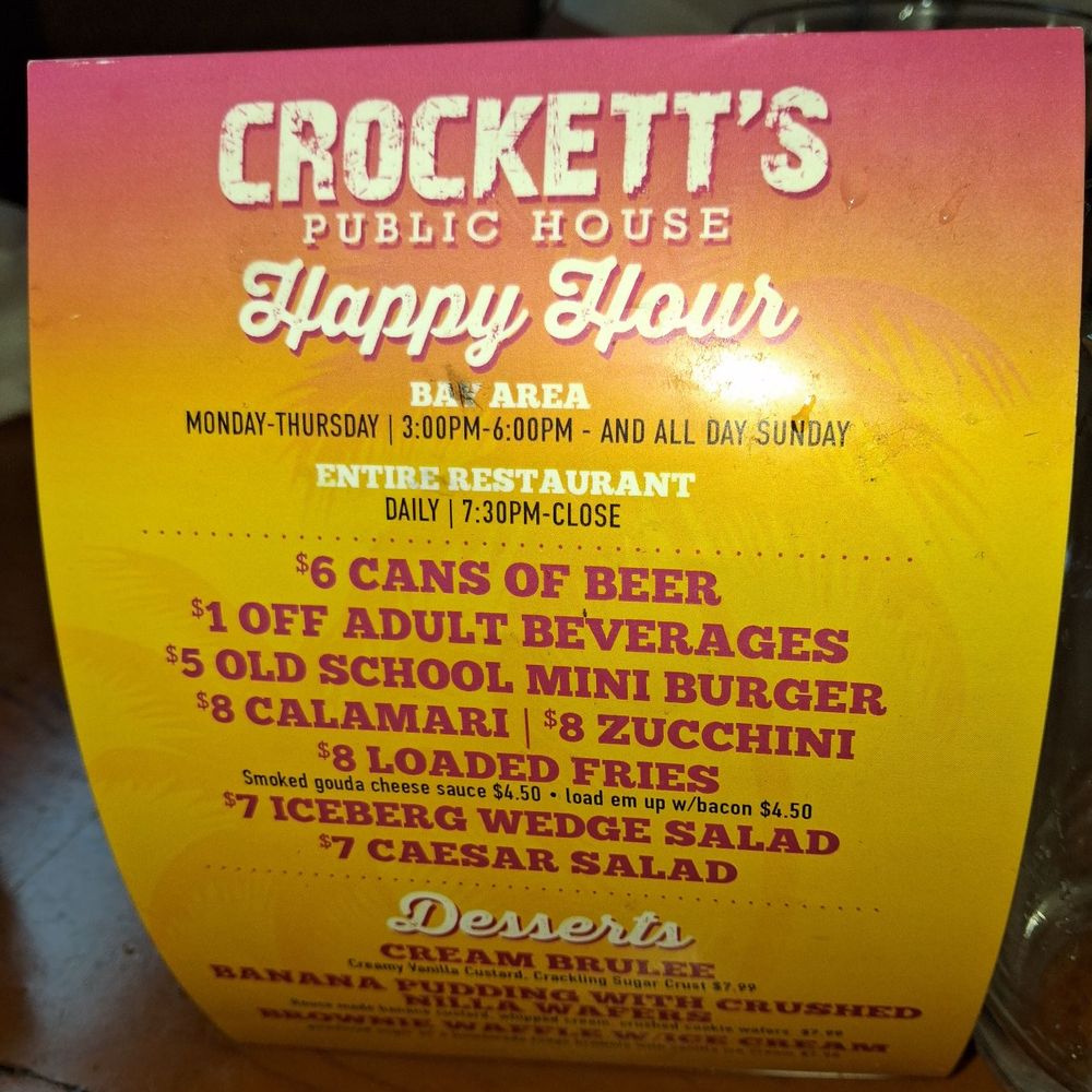 Crockett's Public House - Happy Hour Menu. - American Near Me - Puyallup, Washington