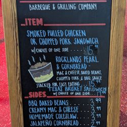 Rockland's BBQ - Menu board