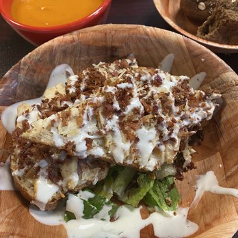 Garden's Gourmet Salads - Chicken Bacon Ranch open face sandwich with a bowl of soup and roll - Salad Near Me - Tacoma, Washington Garden's Gourmet Salads - Chicken Bacon Ranch open face sandwich with a bowl of soup and roll - Salad Near Me - Tacoma, Washington