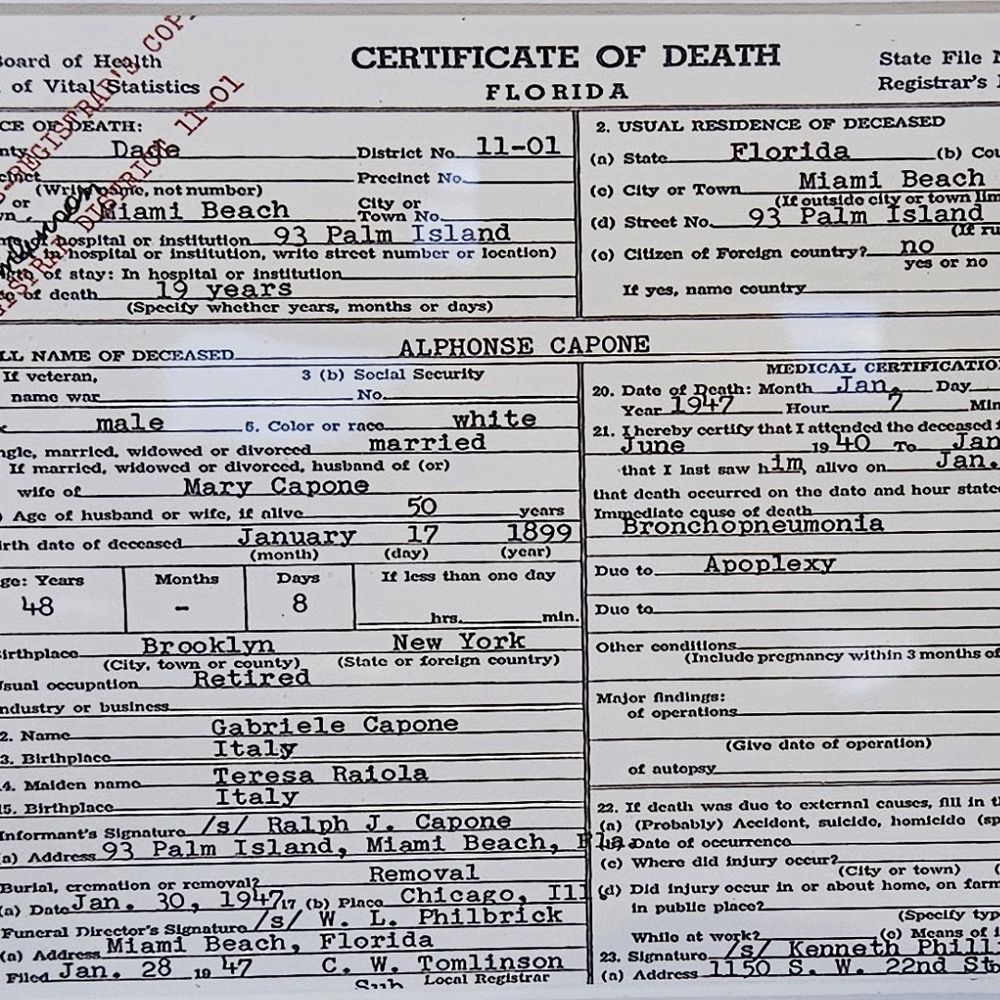 The Good Guys NY Pizza Kitchen - Al Capone's Death Certificate - Pizza Near Me - Baltimore, Maryland The Good Guys NY Pizza Kitchen - Al Capone's Death Certificate - Pizza Near Me - Baltimore, Maryland