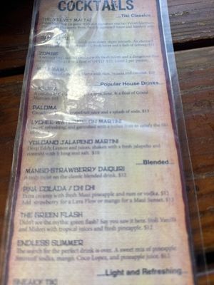 Menu photo 6 South Shore Tiki Lounge Kihei, HI Menu photo 6 South Shore Tiki Lounge Kihei, HI