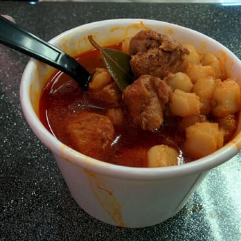 Taco Mesa - Pork posole soup (small $3.00, large $5.00) - very tasty, pork is tender - Breakfast & Brunch Near Me - Orange, California