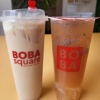Boba Square - Iron Buddha milk tea with sea salt foam, pink guava with lychee jelly - Coffee & Tea Near Me - Irvine, California Boba Square - Iron Buddha milk tea with sea salt foam, pink guava with lychee jelly - Coffee & Tea Near Me - Irvine, California