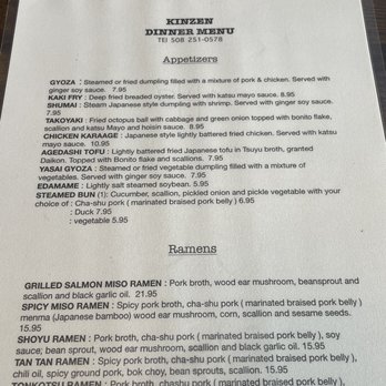 Kinzen - Menu (1/2) - Ramen Near Me - Marlborough, Massachusetts Kinzen - Menu (1/2) - Ramen Near Me - Marlborough, Massachusetts