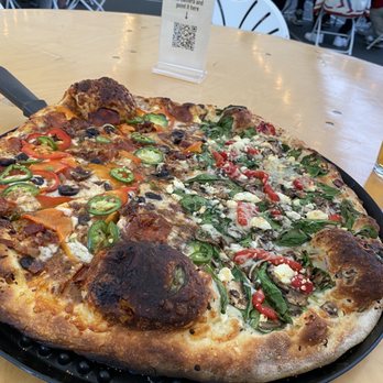 Moose's Tooth - Half Firehouse and half The Popeye (Large) - Pizza Near Me - Anchorage, Alaska Moose's Tooth - Half Firehouse and half The Popeye (Large) - Pizza Near Me - Anchorage, Alaska