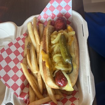 Chubby’s Hot Chicken - Mississippi Chicken Sausage w/fries.... Add the creamy white sauce, it's so delicious! - Burgers Near Me - Forest Park, Illinois Chubby’s Hot Chicken - Mississippi Chicken Sausage w/fries.... Add the creamy white sauce, it's so delicious! - Burgers Near Me - Forest Park, Illinois