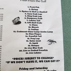 DJ's Seafood - Menu 6 Apr 2017