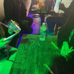 a group of people sitting around a table