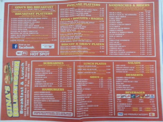 Menu photo 5 Gina's Delicatessen Jacksonville, FL Menu photo 5 Gina's Delicatessen Jacksonville, FL