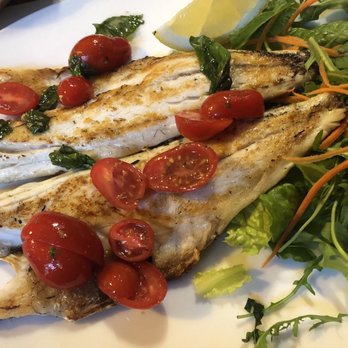 Bianco's Vespette e Forchette - Sea bream with tomatoes and a side salad - Italian Near Me - Rome, RM Bianco's Vespette e Forchette - Sea bream with tomatoes and a side salad - Italian Near Me - Rome, RM