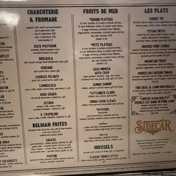 Sidecar - Menu - Modern European Near Me - Roanoke, Virginia