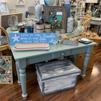 Unique And Chic - Persian Blue with Grey Glaze Sofa Table! - Antiques Near Me - Sarasota, Florida