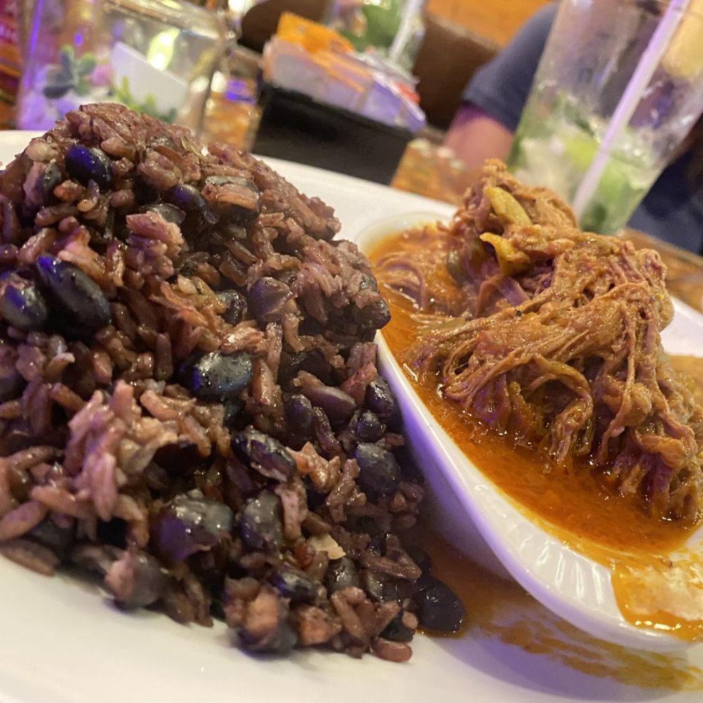 Bella Cuba - Ropa vieja, arroz morro and tostones - Cuban Near Me - Miami Beach, Florida Bella Cuba - Ropa vieja, arroz morro and tostones - Cuban Near Me - Miami Beach, Florida
