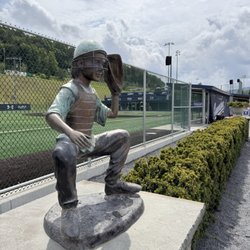 One of the many statues around the park and field