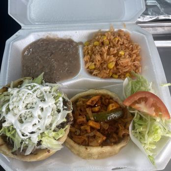 Arriagas Taqueria - a meal in a styrofoam container - Food Trucks Near Me - Bryan, Texas Arriagas Taqueria - a meal in a styrofoam container - Food Trucks Near Me - Bryan, Texas