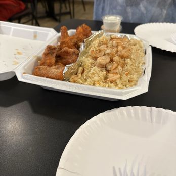 Wings & Rice - Spicy garlic / spicy lemon pepper and shrimp fried rice - Chicken Wings Near Me - Tucson, Arizona
