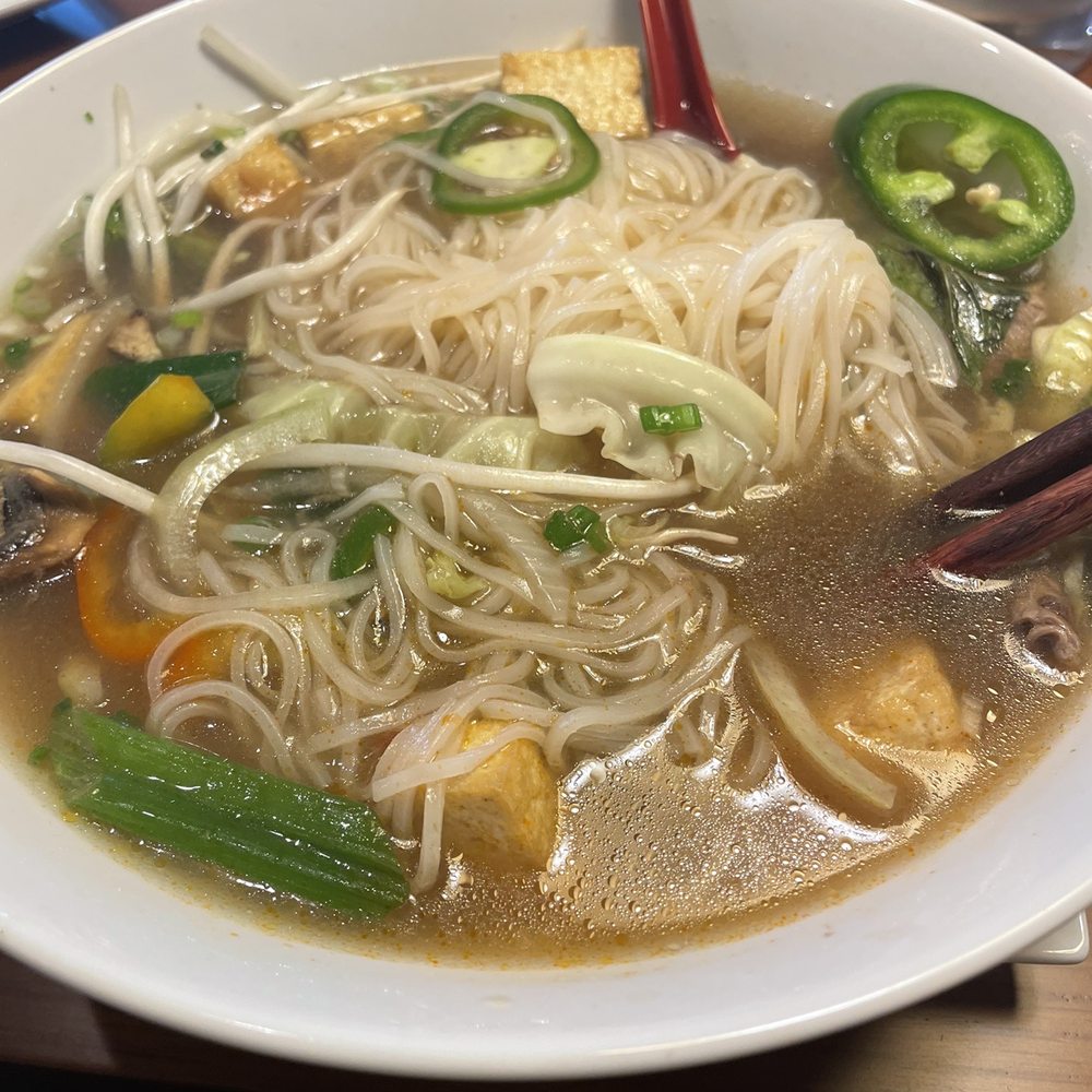 Hello Pho - Veggie Pho with steak added. - Vietnamese Near Me - Puyallup, Washington Hello Pho - Veggie Pho with steak added. - Vietnamese Near Me - Puyallup, Washington