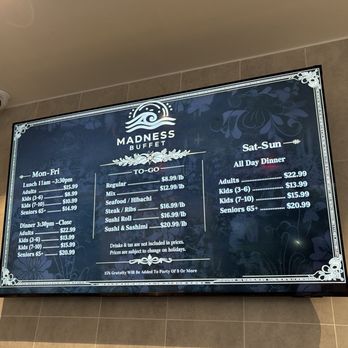 Madness Buffet - Prices 3/26 - Asian Fusion Near Me - Pompano Beach, Florida