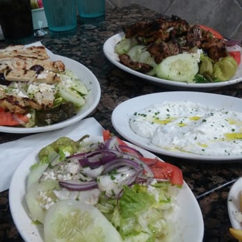 Chris' Taverna - Chicken platter - Souvlaki platter - side salad - Greek Near Me - Boynton Beach, Florida