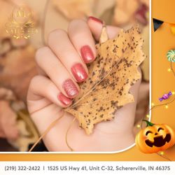 NL Nails Spa - Elevate your fall look with a touch of shimmer! These glittery nails will add a sparkling charm to your autumn style.