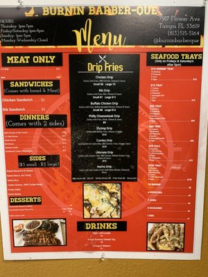 Menu photo 5 Burnin Barber-Que And More Tampa, FL