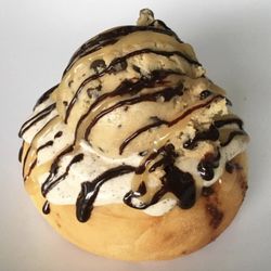 Cinnaholic - Coffee Frosting, Cookie Dough, Caramel Sauce & Chocolate Sauce!
