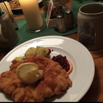 Bärenwirt - Wiener Schnitzel with German potato salad and a tasty beer. - Austrian Near Me - Salzburg, 5