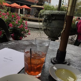 Venda Ravioli - Nice patio view with bread and oil and an Aperol spritz - Italian Near Me - Providence, Rhode Island