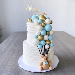 Keisha Cakes - Teddy bear and balloons themed baby shower cake