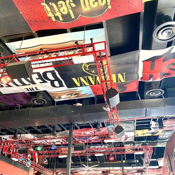 Rock & Brews - Corona - Band colors on ceiling - Burgers Near Me - Corona, California