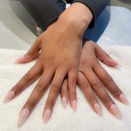 Gel X nails in bubble bath. Gel X nails in bubble bath.