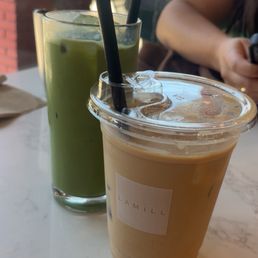 matcha latte and vanilla latte matcha latte and vanilla latte