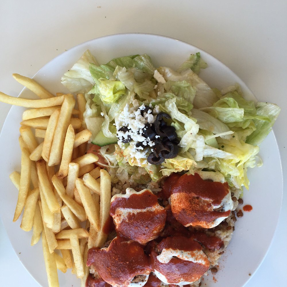 On-Z-Rocks - Falafel Platter with Greek Salad and lentil rice - Middle Eastern Near Me - Mississauga, Ontario