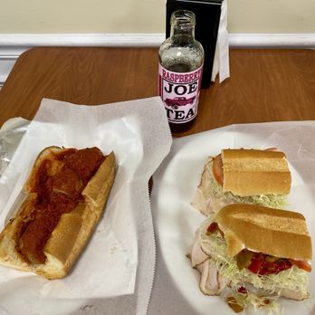 Bogie's Hoagies - 1/2 Meatball Marina and Honey Turkey Subs with Iced Tea - Delis Near Me - Hawthorne, New Jersey Bogie's Hoagies - 1/2 Meatball Marina and Honey Turkey Subs with Iced Tea - Delis Near Me - Hawthorne, New Jersey