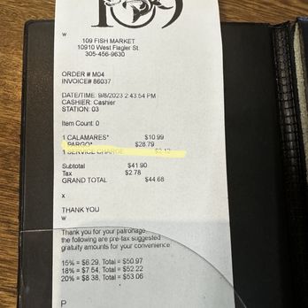 109 Fish Market - Service charge - Seafood Markets Near Me - Miami, Florida 109 Fish Market - Service charge - Seafood Markets Near Me - Miami, Florida