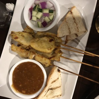 Silk Thai Restaurant - Chicken satay - really good though I thought the toast was a bit random - Thai Near Me - Charlottesville, Virginia Silk Thai Restaurant - Chicken satay - really good though I thought the toast was a bit random - Thai Near Me - Charlottesville, Virginia