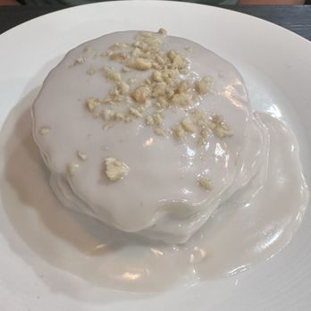 Jessica's - Macademia Nut Pancakes with haupia syrup - Breakfast & Brunch Near Me - Aiea, Hawaii Jessica's - Macademia Nut Pancakes with haupia syrup - Breakfast & Brunch Near Me - Aiea, Hawaii
