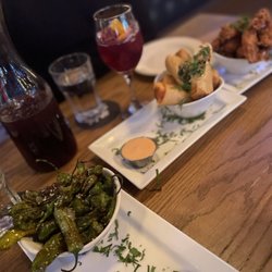 Amity Hall Uptown - Blistered Shishito Peppers Cheeseburger Egg Rolls Chicken tenders  Bottomless sangria