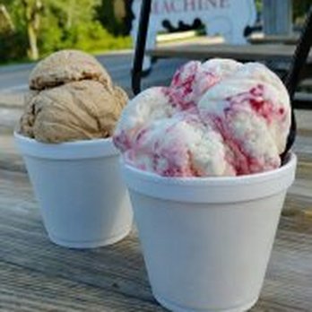 The Ice Cream Machine - Left on top: Mudslide Crunch ice cream. Right on top: Raspberry Cheesecake ice cream. - Ice Cream & Frozen Yogurt Near Me - Cumberland, Rhode Island The Ice Cream Machine - Left on top: Mudslide Crunch ice cream. Right on top: Raspberry Cheesecake ice cream. - Ice Cream & Frozen Yogurt Near Me - Cumberland, Rhode Island