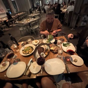 Marmo - Group dinner. Cowboy Steak with Chimichurri, potatoes, and broccolini was fantastic. Would pass on mushrooms. - Italian Near Me - Houston, Texas