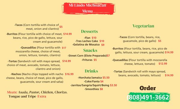 Menu photo 5 Mi Lindo Michoacan Captain Cook, HI Menu photo 5 Mi Lindo Michoacan Captain Cook, HI