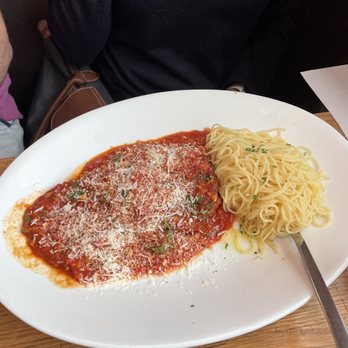 Don Camillo Tuscan Grill - eggplant parmigiana - substituted mozzarella for parmesan and spaghetti for angel hair - Italian Near Me - Hickory Creek, Texas
