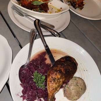Dano's Heuriger on Seneca - 1/4 chicken with Knödel and Braised Res Cabbage - Modern European Near Me - Lodi, New York Dano's Heuriger on Seneca - 1/4 chicken with Knödel and Braised Res Cabbage - Modern European Near Me - Lodi, New York