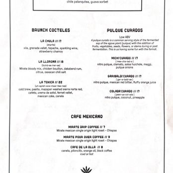 Mirate - Drink and dessert menu - Mexican Near Me - Los Angeles, California