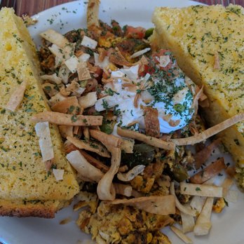 Downtown Cafe - Southwest scramble with jalapeno cheddar cornbread - Breakfast & Brunch Near Me - Rochester, Michigan