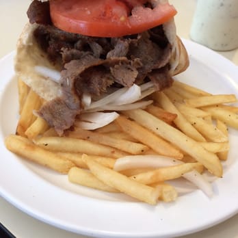 Black Sea Restaurant - Black sea doner (lamb and beef with lettuce, tomatoes and onions stuffed in pita bread) with fries. - Turkish Near Me - Saint Paul, Minnesota